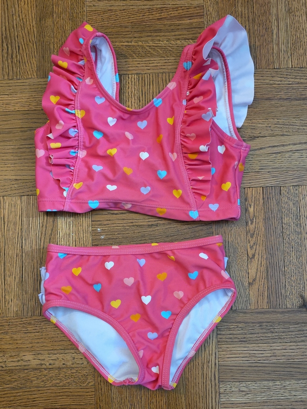 Ruffle Butts Pink Heart Swim Set, 4T